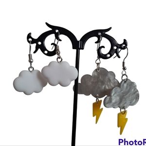 Clouds with a side of thunderstorm earrings set